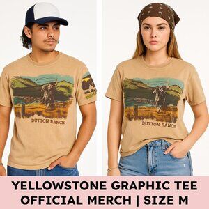 🌵 Yellowstone “Dutton Ranch” Graphic Tee, Vintage Wash (M) Sand/Tan,  Western